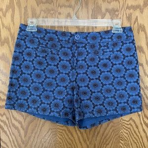 Anthropologie Elevenses Embroidered Eyelet Blue Shorts